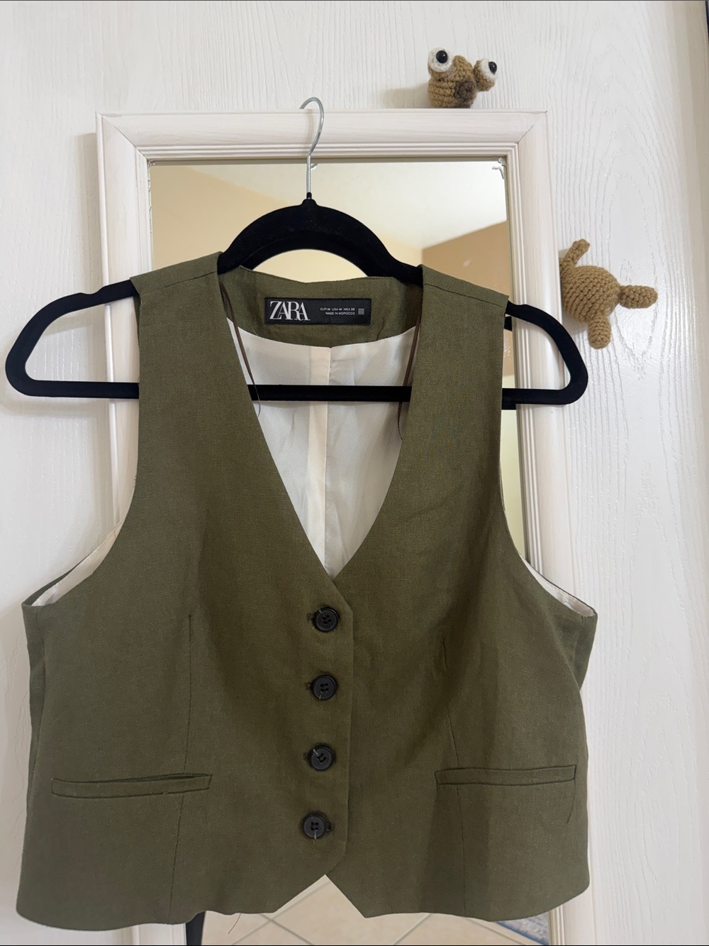 ZARA Olive Green Button-Up Vest